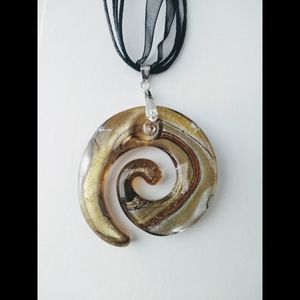 Handblown Murano Style Glass Pendant Necklace
